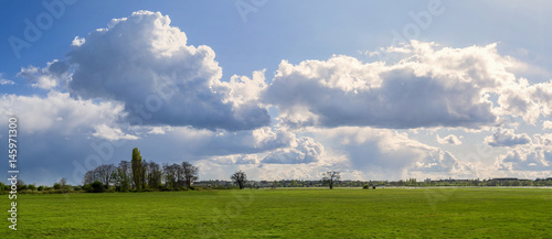 panorama of a landscape with beautiful cloudscape