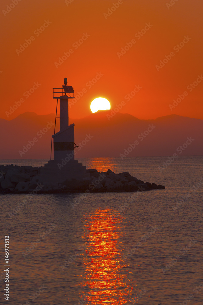 Zakynthos lighthouse and sunrise