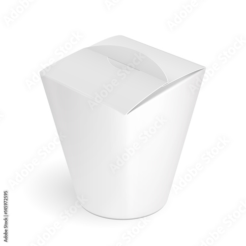 Cardboard Food Tub Box. illustration Isolated On White Background. Mock Up Template Ready For Your Design. Vector.
