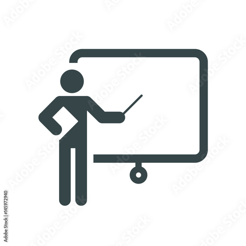 Training, education and presentation icon. Vector illustration. Black-white pictogramm