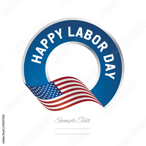 Labor Day USA flag color label logo icon