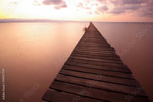 Wood bridge on sea