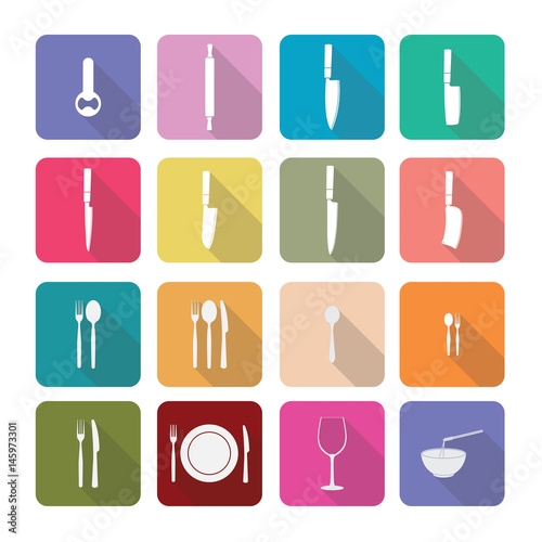 Home appliances icons in flat design set 3