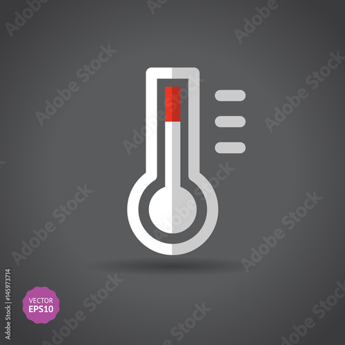 Thermometer icon, Flat design style, vector illustration.