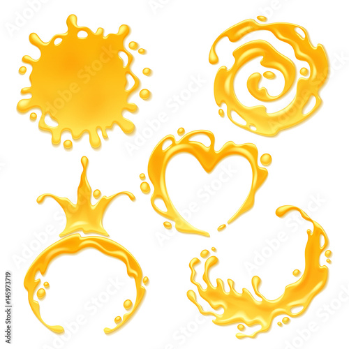 Yellow juice or honey blots set.