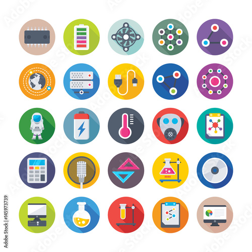 Science and Technology Colored Vector Icons 1