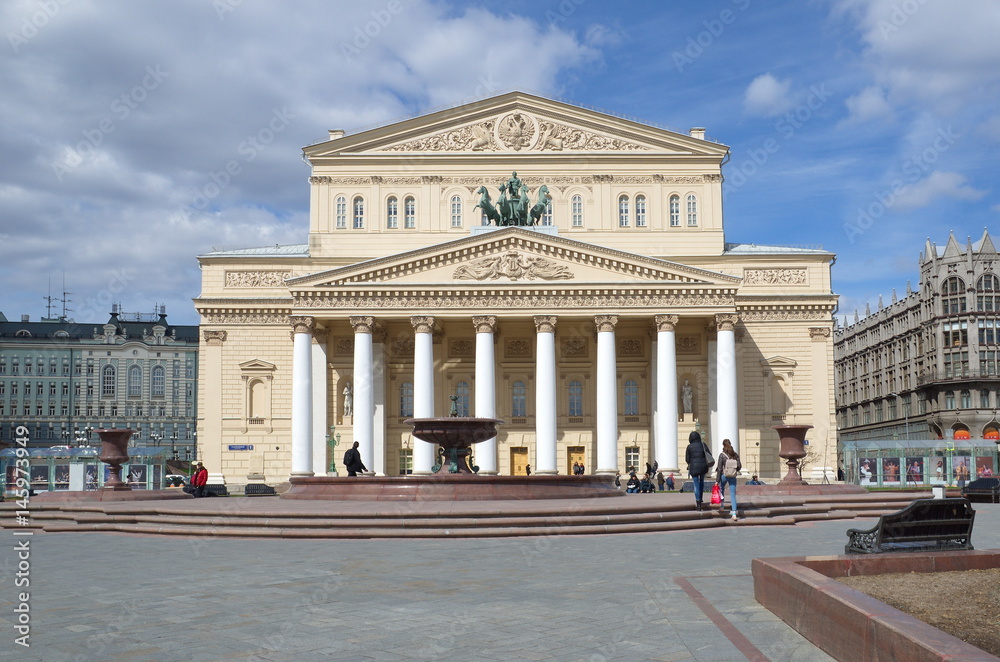Moscow, Russia - April 20, 2017: The Bolshoi theatre on Teatralnaya square