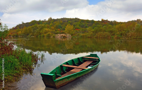 wooden boat on river