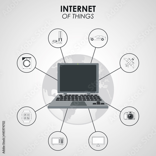 internet things technology laptop world system interface communication vector illustration