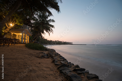 Paradise beach of Sri Lanka at sunrise. © Kertu