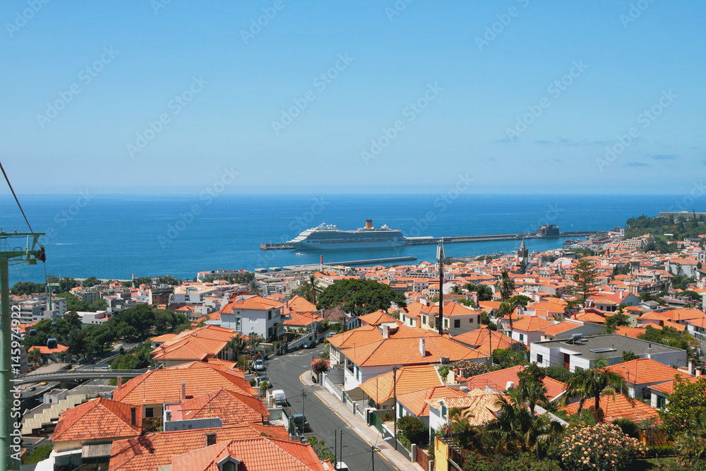 City on coast of Atlantic Ocean. Funchal, Madeira, Portugal