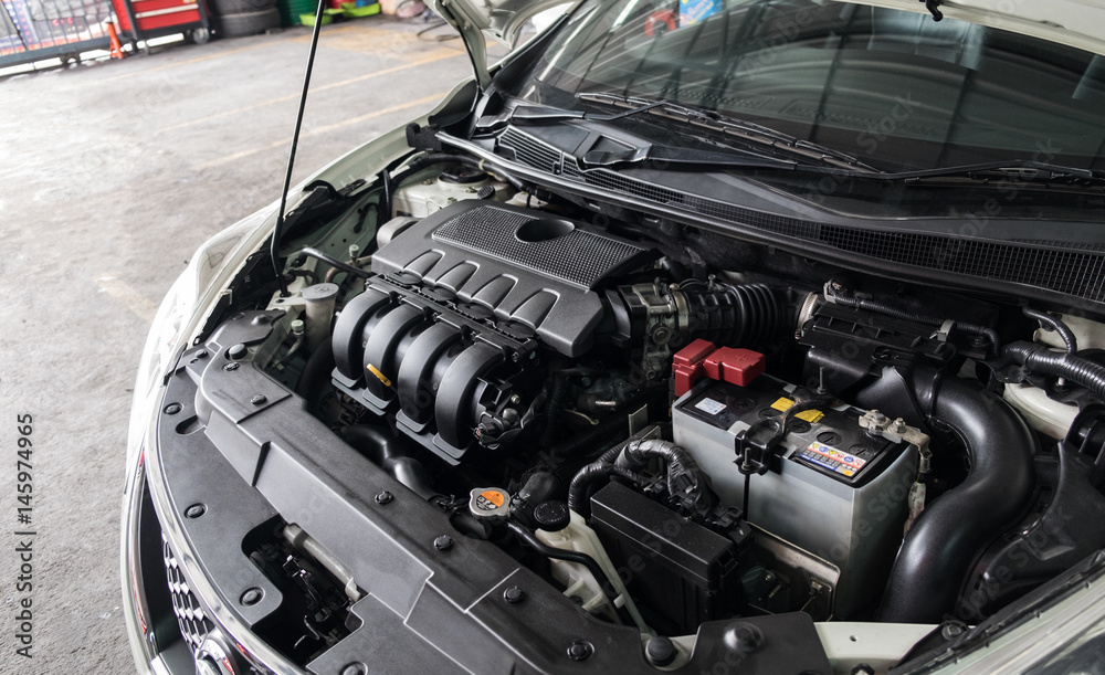 Fototapeta premium Car engine and detail