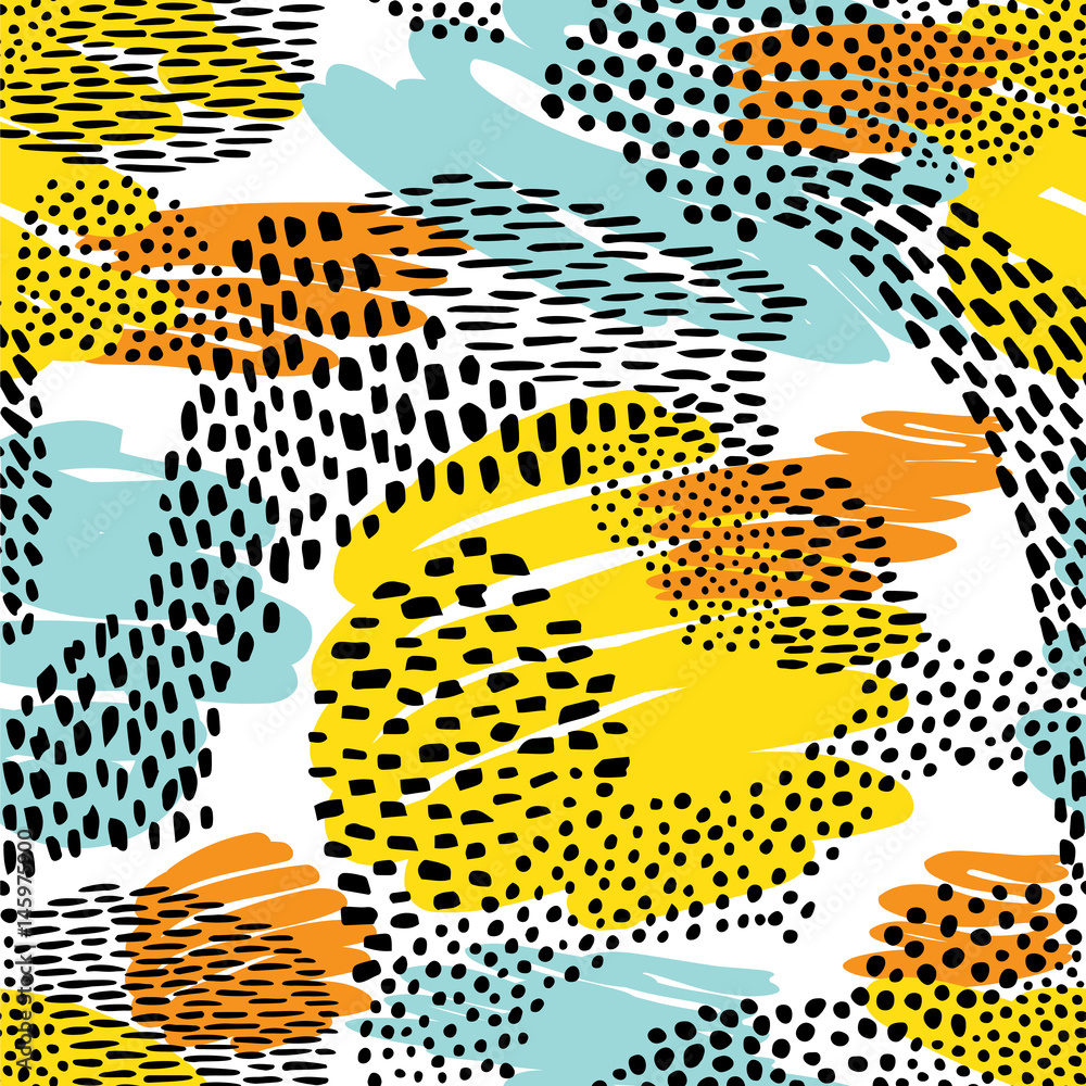 Fototapeta premium Fashionable seamless animal pattern background. Colorful exotic animal print. Vector pattern.