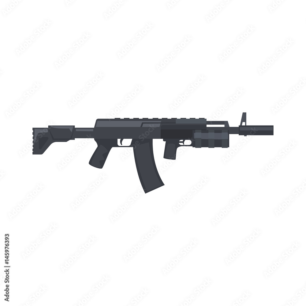 Kalashnikov assault rifle. Military weapon vector Illustration