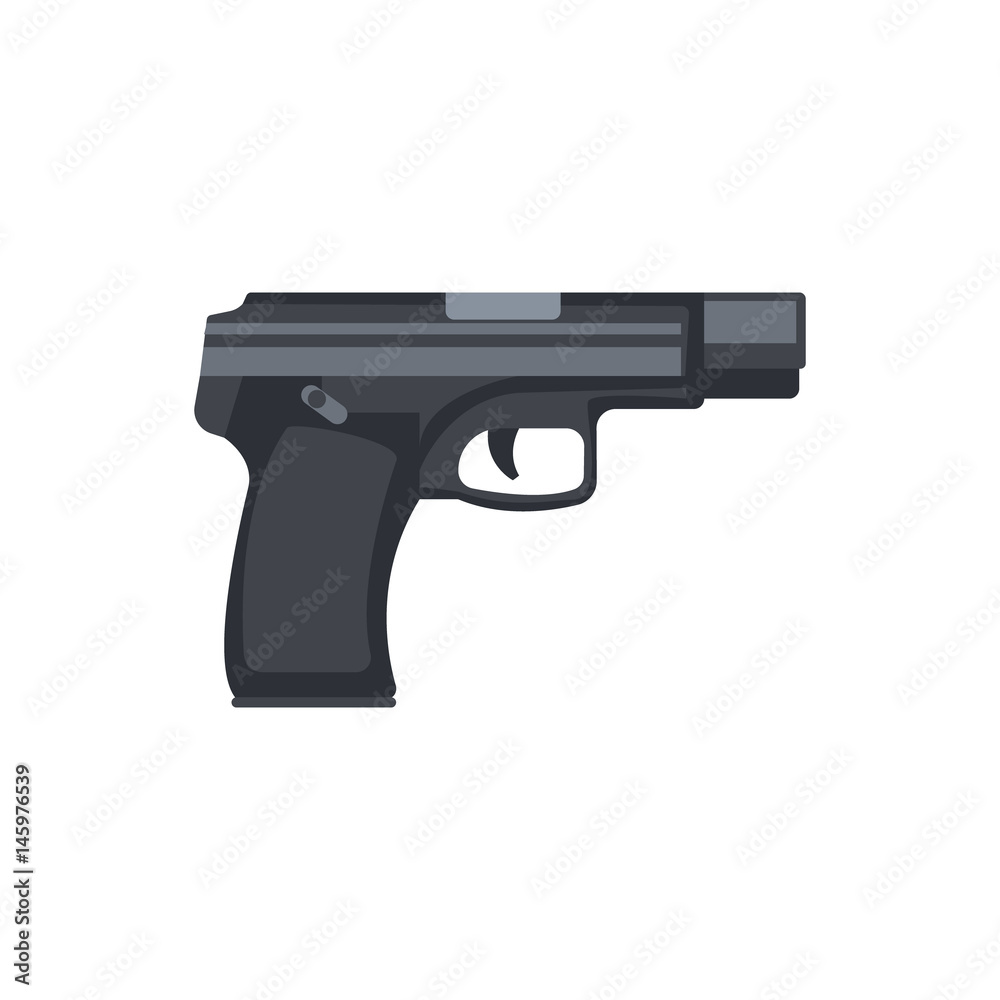 Automatic handgun pistol. Military weapon vector Illustration