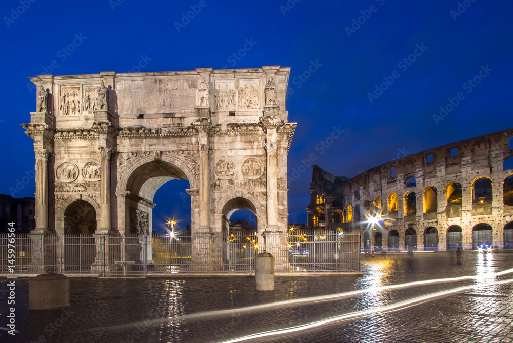 The Colosseum and The Arch of Constantine in Rome