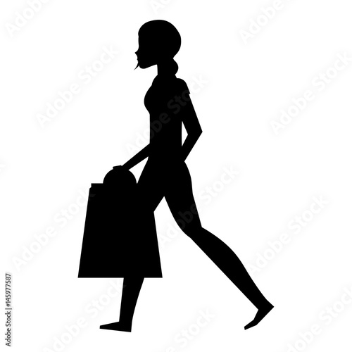 young woman with shopping bags vector illustration design