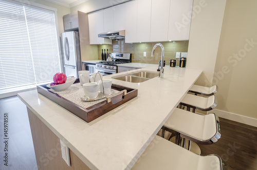 Modern kitchen in luxury house. © karamysh