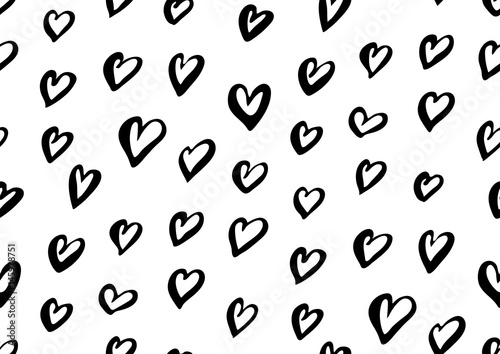 Abstract seamless pattern with the ink hearts.