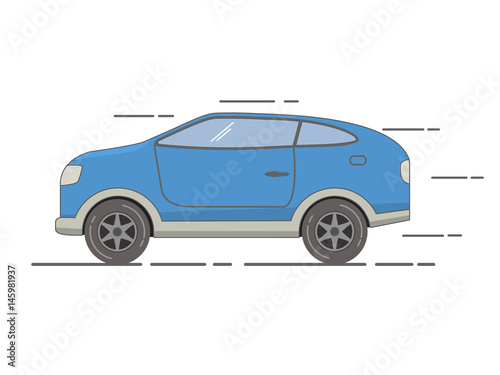 The sports car  of a compartment modern with an inking. For the websites and toy stores, for games in flat style a vector