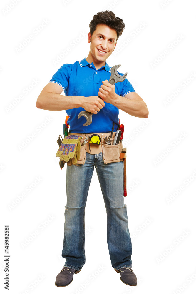 Handwerker mit Schraubenschlüssel Handwerker mit Schraubenschlüssel