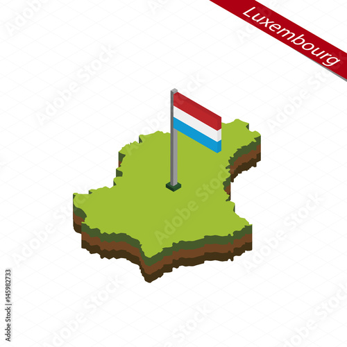 Luxembourg Isometric map and flag. Vector Illustration.
