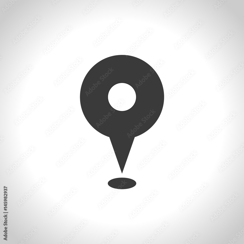 map pin icon. flat design, vector. black and white illustration