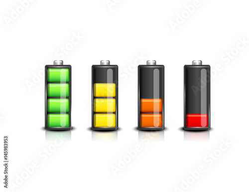 Set of indicators of battery level. Vector illustration  icons
