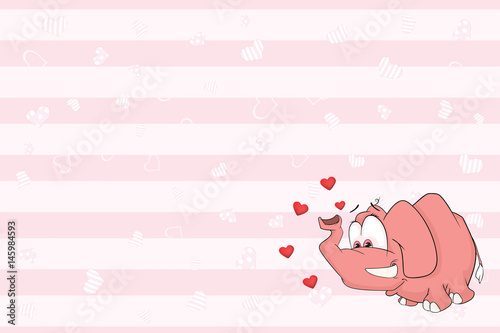Valentines card with Cute Elephant illustration