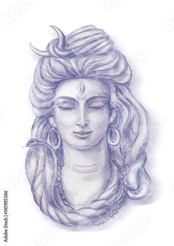 Watercolor head of Shiva © yuliana_s