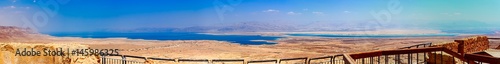 Panoramic view of the Judaean Desert, Dead Sea and Jordan Hills - Israel