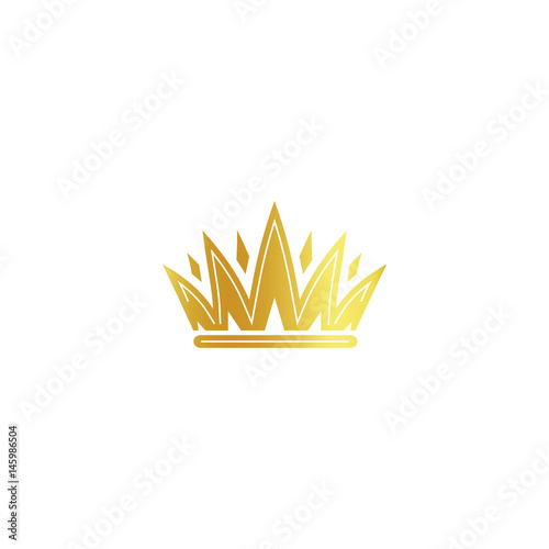Isolated golden color crown logo on white background, luxury royal sign, jewel vector illustration