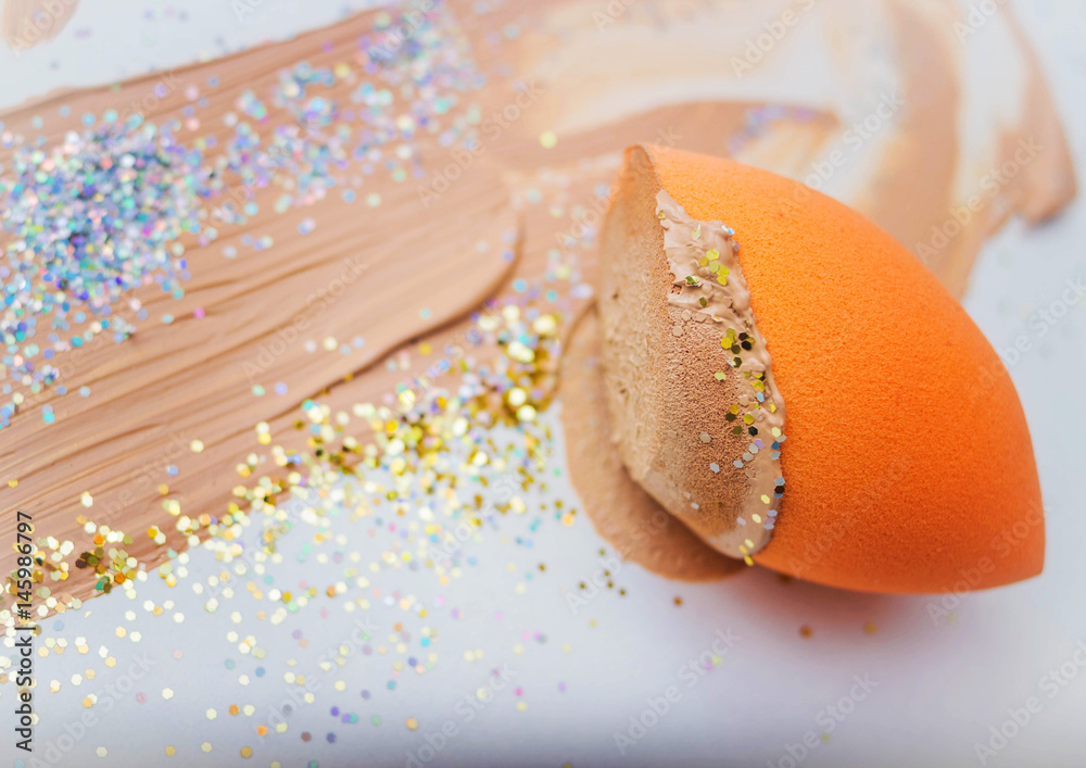 Sponge for make-up with foundation cream