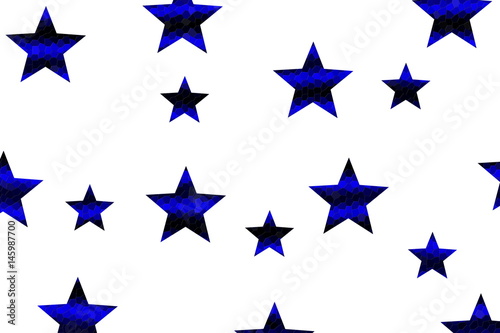 Dark blue and black mosaic stars on a White background