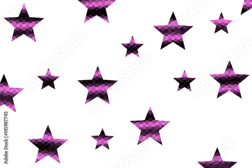 Pink and black mosaic stars on a White background