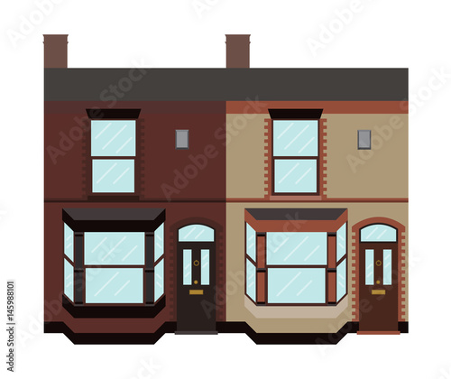 Typical UK terraced house with bay window