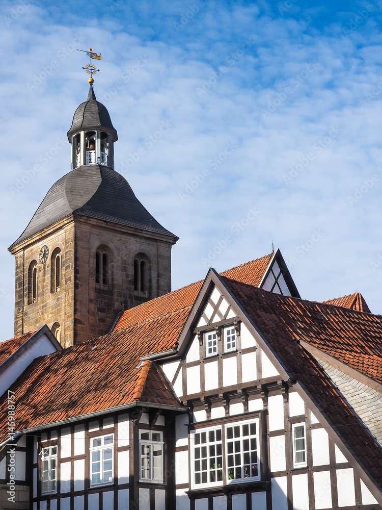 Tecklenburg, Stadtkirche und Fachwerkhäuser, Deutschland