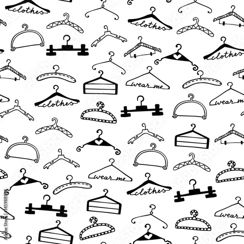Doodle seamless clothes hangers pattern
