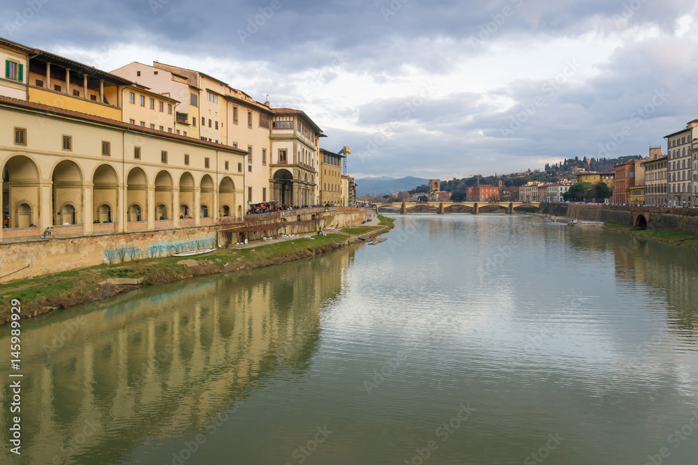 The bridge over river Arno, Florence, Tuscany, Italy
