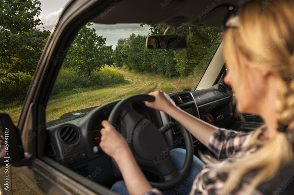 Young woman enjoying off road trip Young woman enjoying off road trip