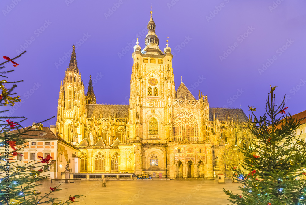 Saint Vitus Cathedral at christmas time in Prague, Czech Republic.