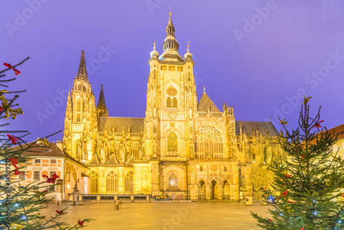 Saint Vitus Cathedral at christmas time in Prague  Czech Republic.