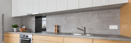 Panel kuchenny z motywem Kitchen with concrete worktop