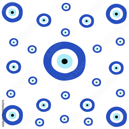 tileable texture with greek blue evil eye - symbol of protection