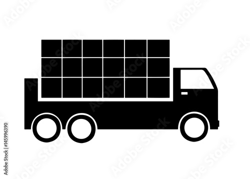 truck with commodities vector - cargo vehicle icon