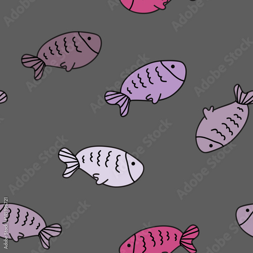 Vector seamless pattern with cute fish