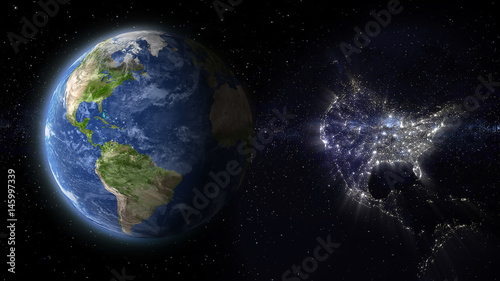 day and night concept  United states of America abstract space