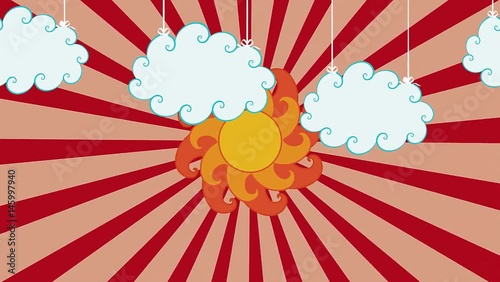 Looping animation of clouds and sun