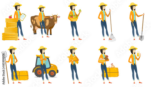 Vector set of illustrations with farmer characters