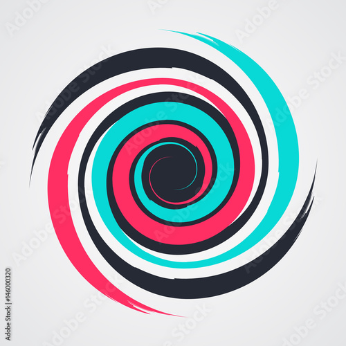 color spiral swirl with brush in flat style vector illustration